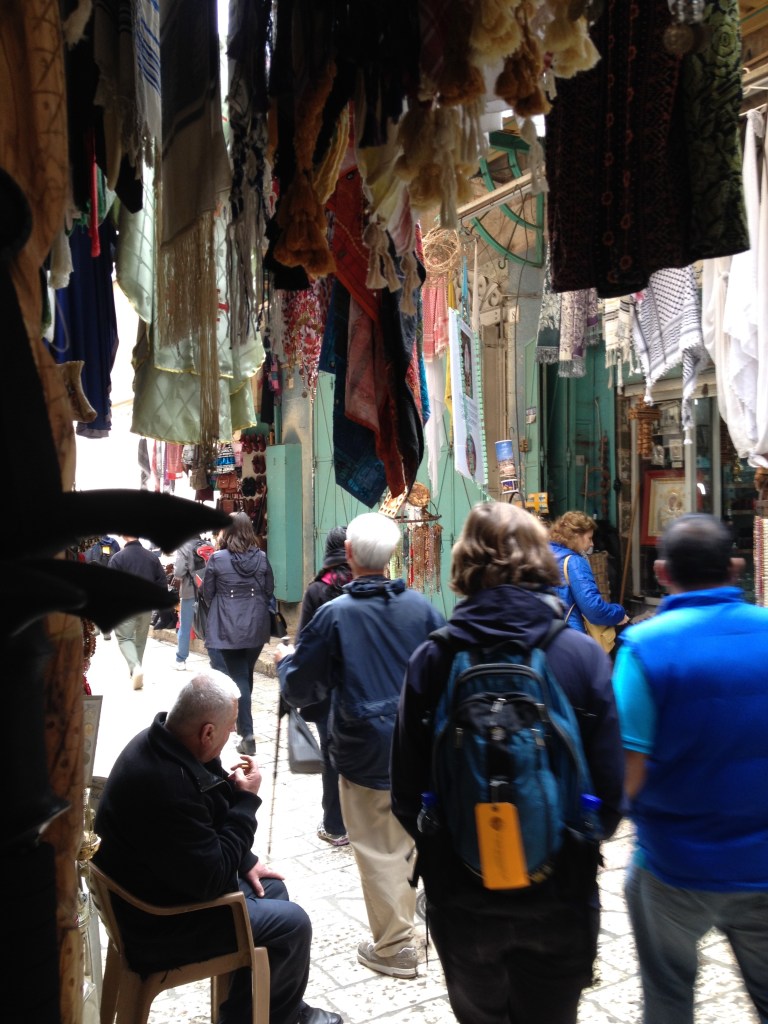 Walking through the market streets on the Via de la Rosa.